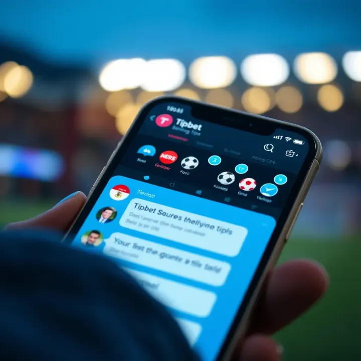 Conceptual graphic showing a smartphone with Telegram app open featuring a betting tips chat group and icons representing sports and strategy