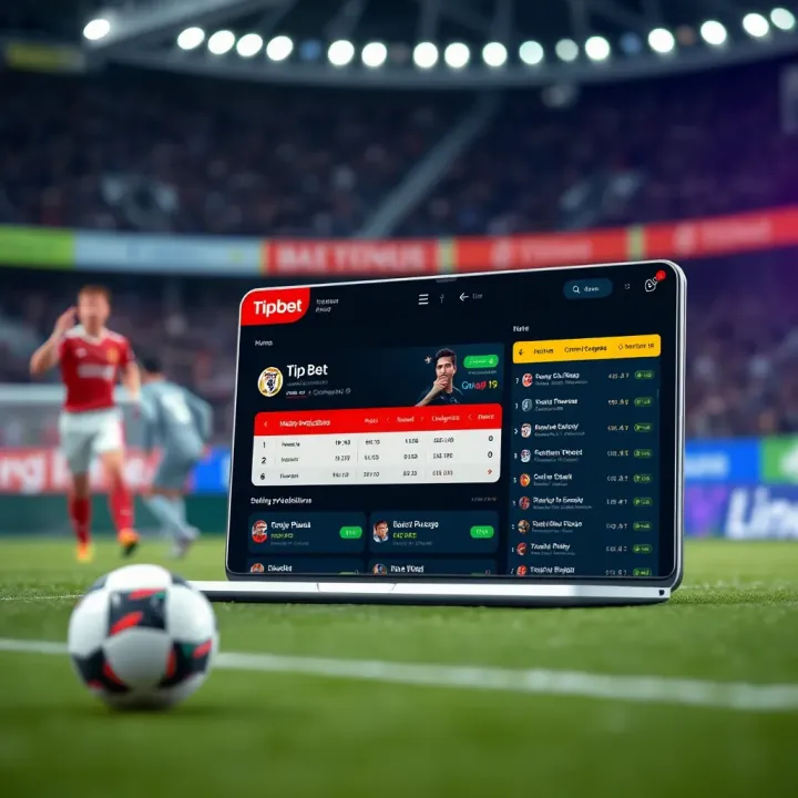 Screenshot of Tipbet virtual football prediction software interface showing match predictions and betting options